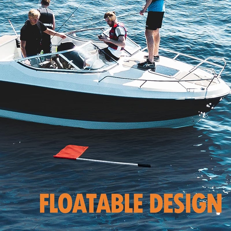 Obcursco 48-Inch Orange Boat Flag with Pole, Floatable 12"x 18" Water Ski Flag, 3-Section Skier Down for Safety, Watersports, Wakeboard, Kneeboard, and Towable Tube - Image 5